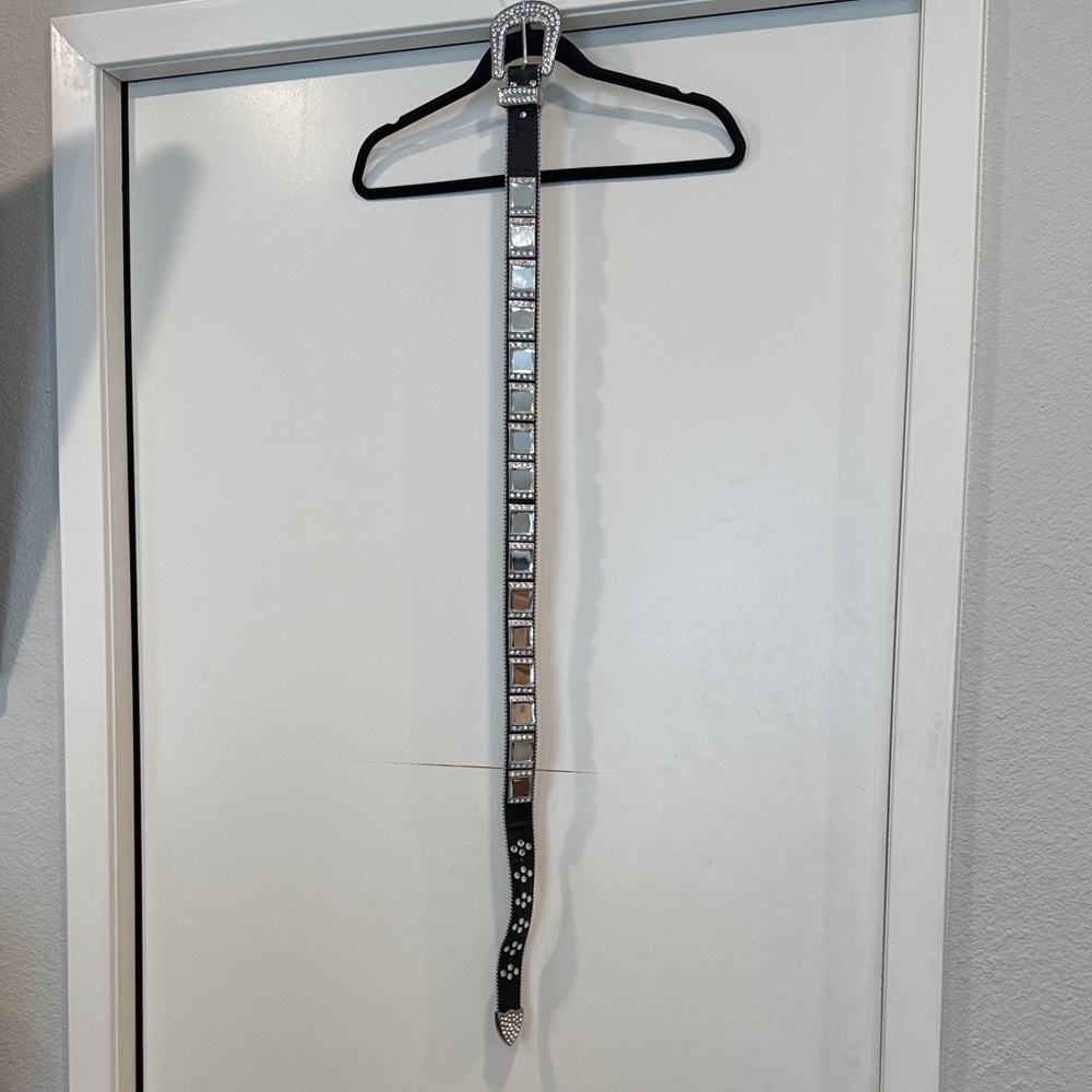 Black Rhinestone Belt with Silver Accents